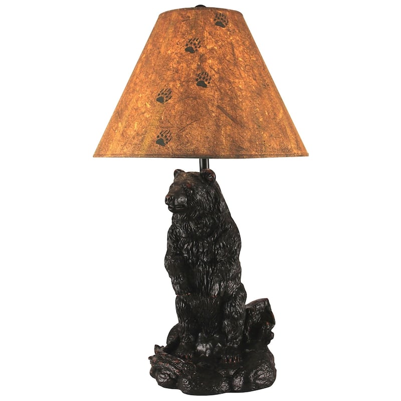 Rustic Standing Bear Table Lamp - Black