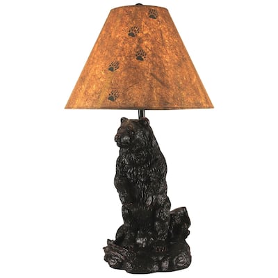 Rustic Standing Bear Table Lamp