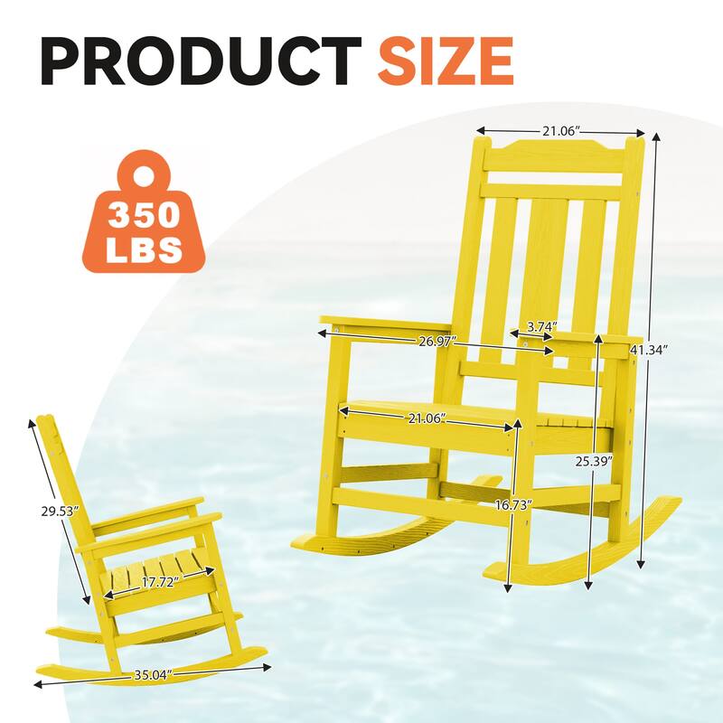 Outdoor Patio HDPE Rocking Chiar, Extra Wide Seat & Backrest