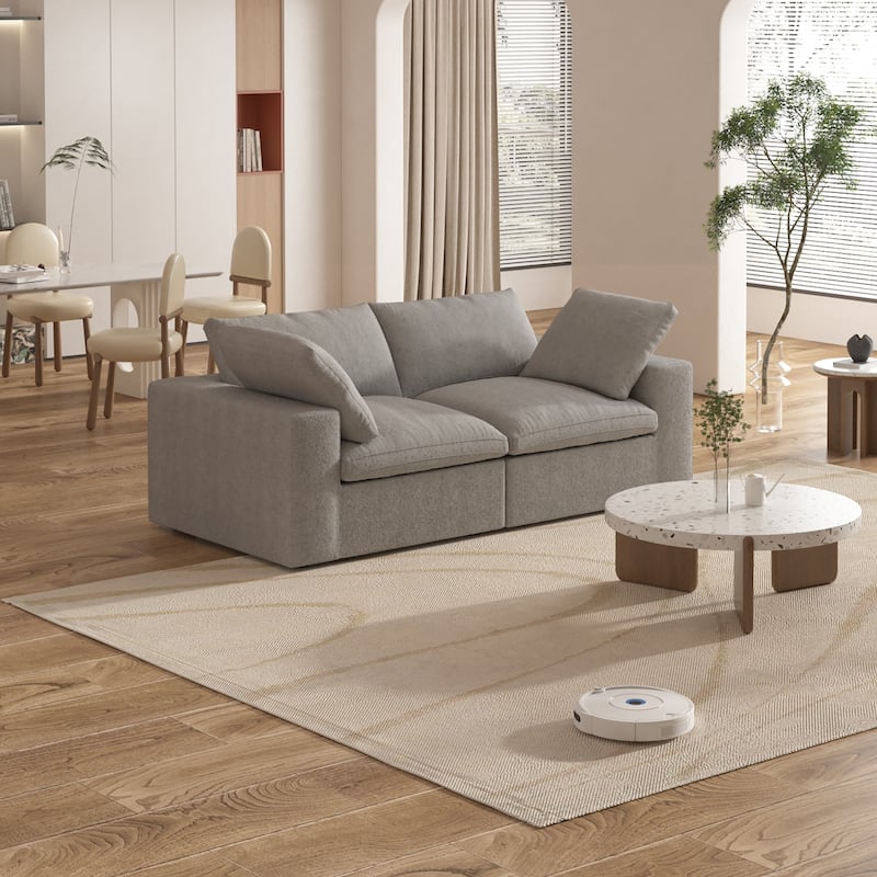 80'' Linen Upholstered Loveseat Sofa Sectional Couch