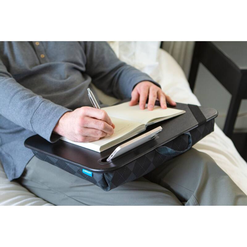 LapGear Designer Lap Desk with phone holder - Grey Argyle