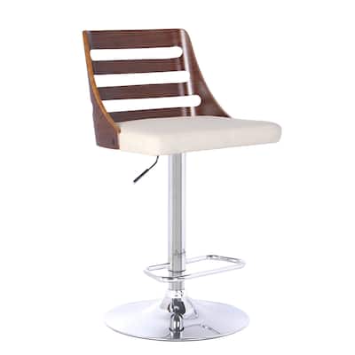 HomeRoots 43" Cream Faux Leather And Iron Adjustable Height Bar Chair - 18