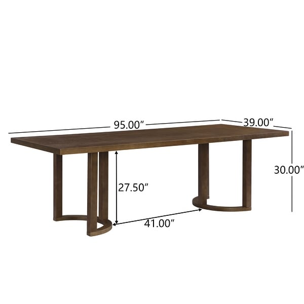 Kenneth Modern 95-Inch Dining Table with U-Shaped Trestle Base by