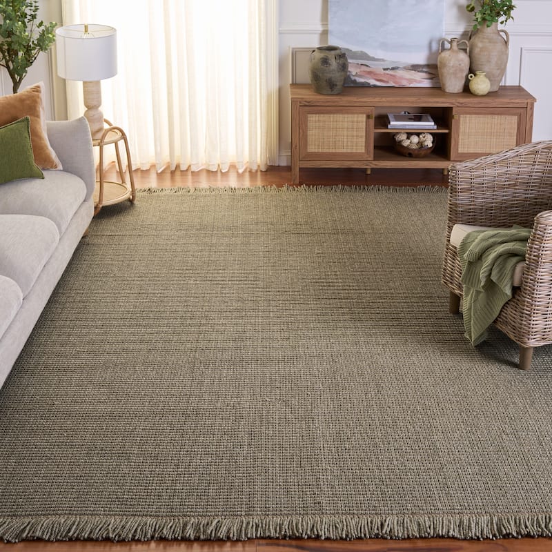 SAFAVIEH Flatweave Natural Wanja Fiber Farmhouse Wool & Jute Rug - 8' x 10' - Green