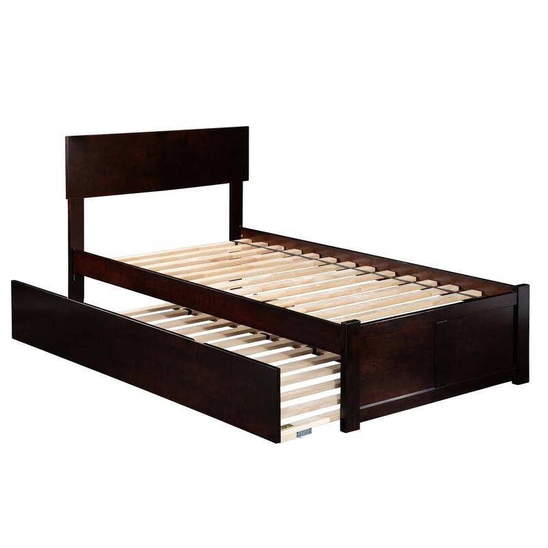 Rustic Retreat Full Bed with Trundle - White Platform Bed Frame, Sturdy & Stylish Bedroom Furniture