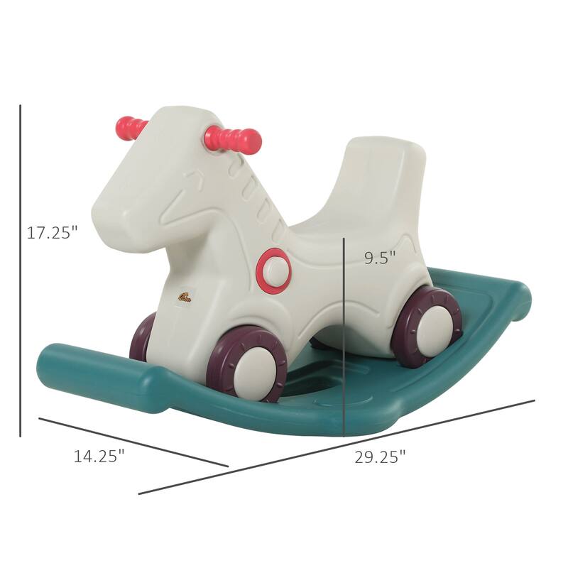 Kids 2-in-1 Rocking Horse & Sliding Car, Indoor & Outdoor Ride-On Toy with Detachable Base and Smooth Materials - Grey