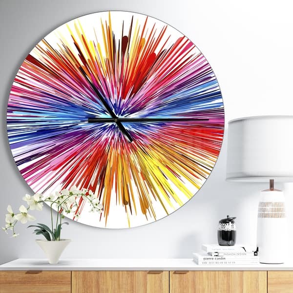 slide 2 of 9, Designart 'Color Explosion' Oversized Modern Wall CLock 23 in. wide x 23 in. high