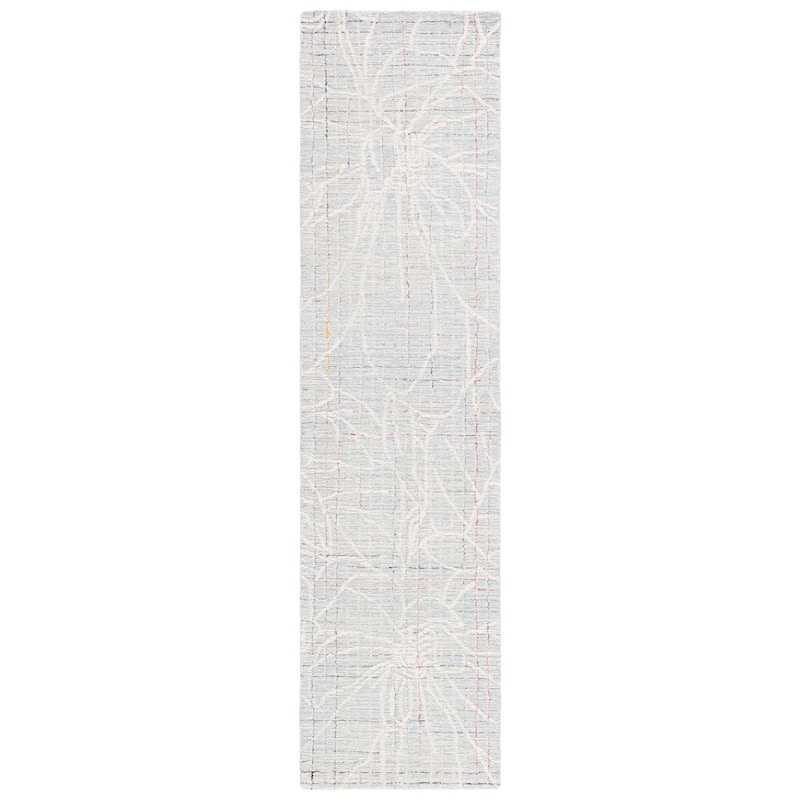 SAFAVIEH Handmade Metro Abha Modern Wool Rug - 2'3" x 9' Runner - Blue/Ivory