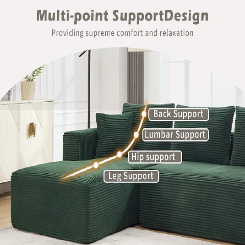 L-Shape 3-Seat Modular Sofa Memory Foam Sectional Couches with Oversized Chaise