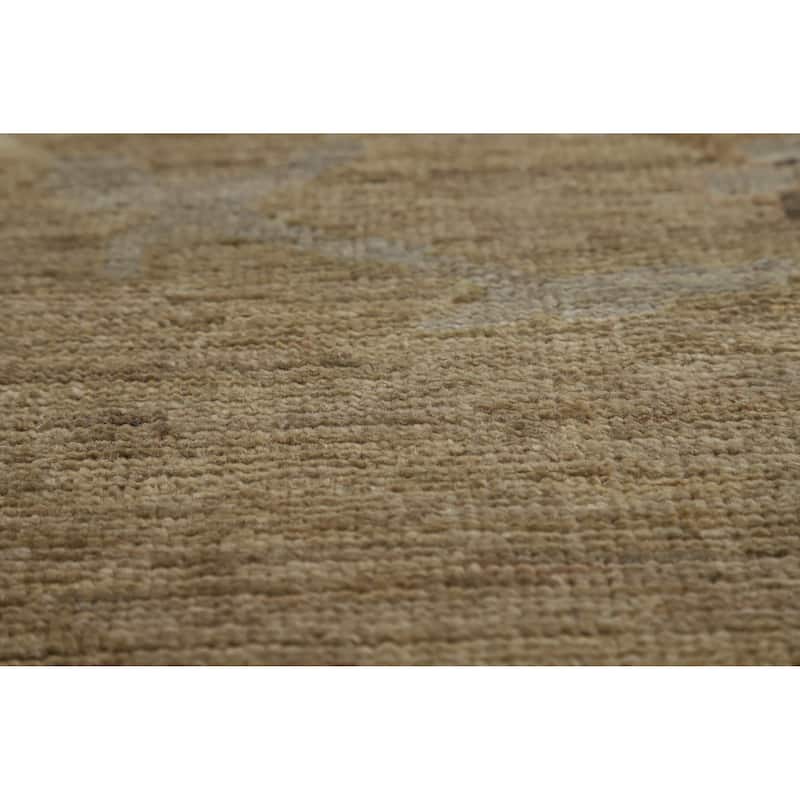 Hand Knotted Oriental 100% Wool Carpet Transitional All-Over Beige & Ivories Oushak Area Rug - 9' 9'' X 8' 4''