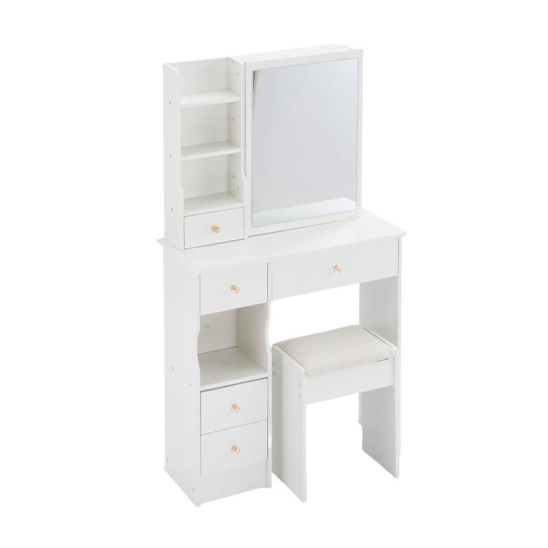 29.2" Vanity Set for Small Spaces, Dressing Table with Cushioned Stool