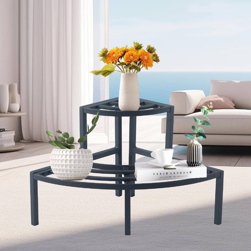 2-Tier Plant Stand Lightweight - 19.29 x 19.29 x 15.75 inches