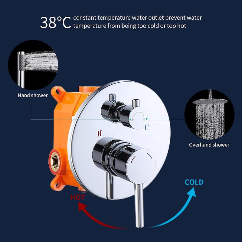 Shower System Shower Faucet Combo Set Wall Mounted with 10" Rainfall Shower Head and handheld shower faucet