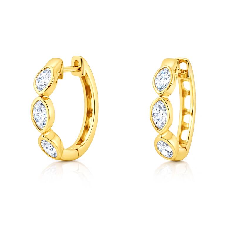 Auriya 14k Gold Lab Grown Diamond Marquise Bezel Hoop Earrings 1.00 to 4.00 ct. tw. (F-G VS) - White