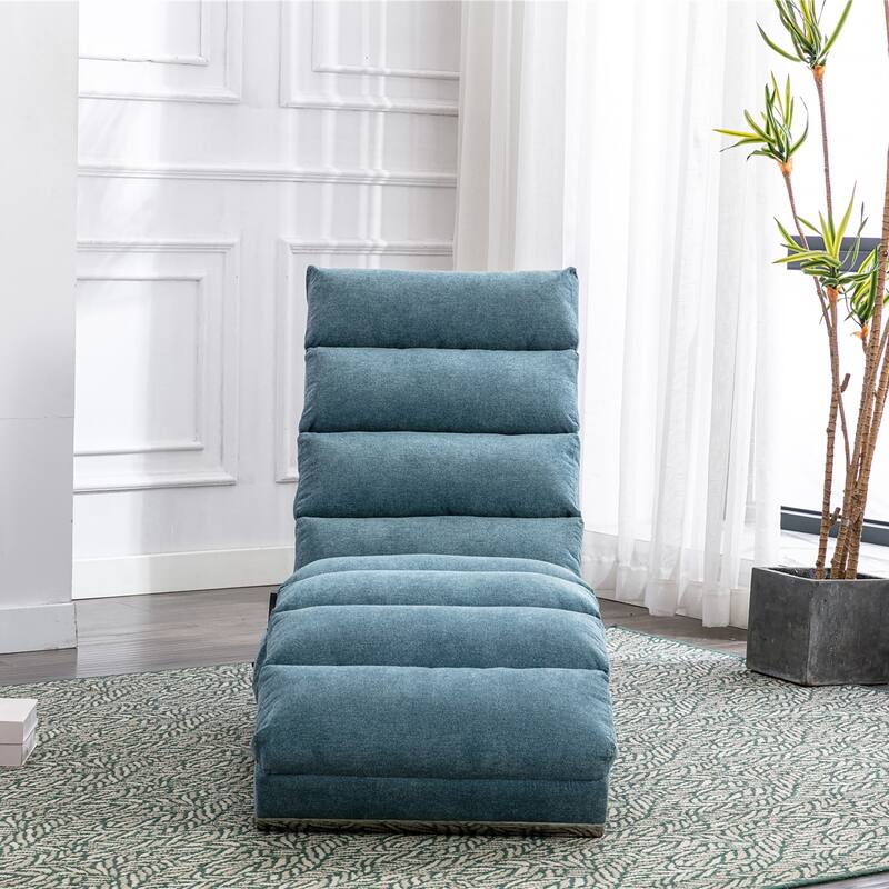 Blue Modern 21.65" High Back Upholstered Chaise Lounge Chair with Remote Control and Ergonomic Electric Massage