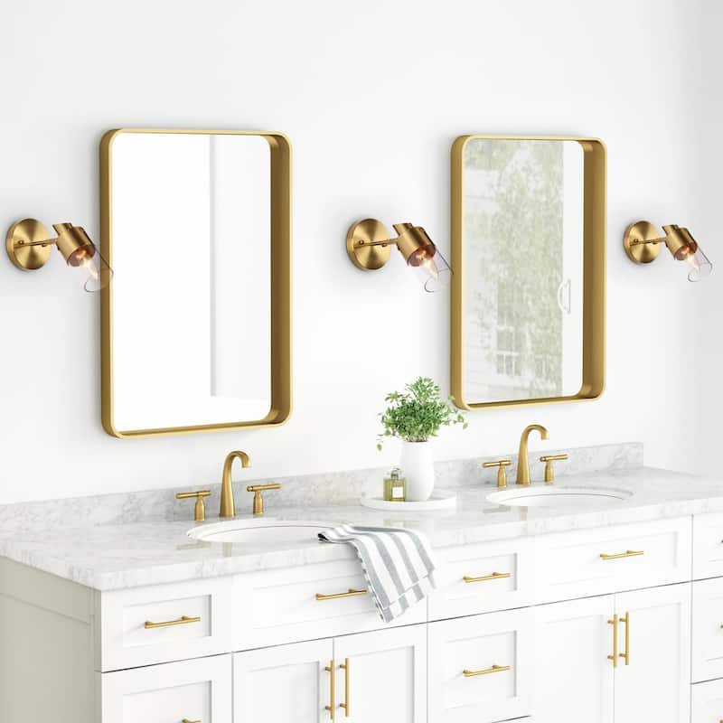 Hartwin Modern 1-Light Gold Glass Wall Sconce Cylinder Bathroom Vanity Lights - 4.7" L x 7" W x 8" H