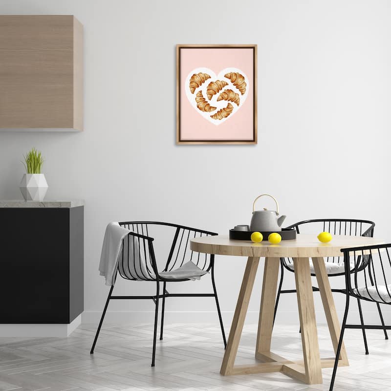 Stupell Morning Croissants in Heart Shape Framed Floater Canvas Wall Art Design By Lil' Rue