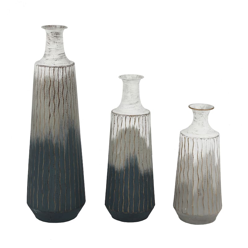 Multi-Color Ombre Metal Bottle Vases (Set of 3)