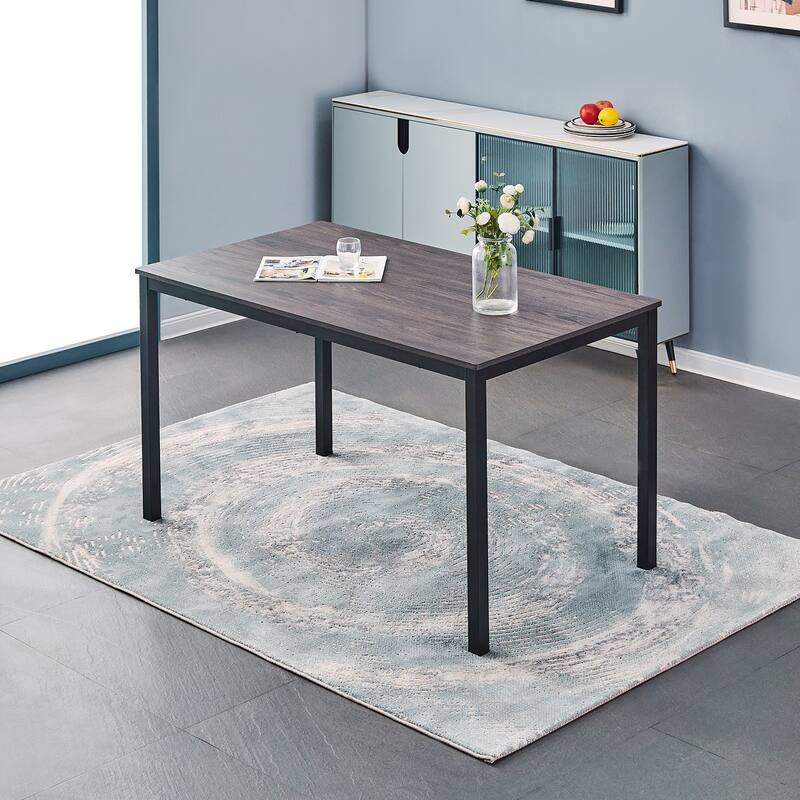 Homy Casa 47" Rectangular Dining or Work Table with Wood Grain Top and Metal Frame for Home or Office