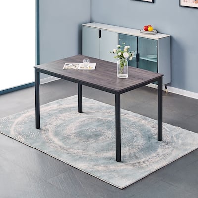 Homy Casa 47" Rectangular Dining or Work Table with Wood Grain Top and Metal Frame for Home or Office