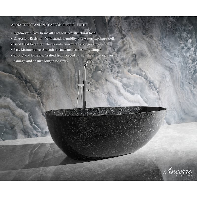 Anjuna 67" Freestanding Forged Carbon Fiber Bathtub
