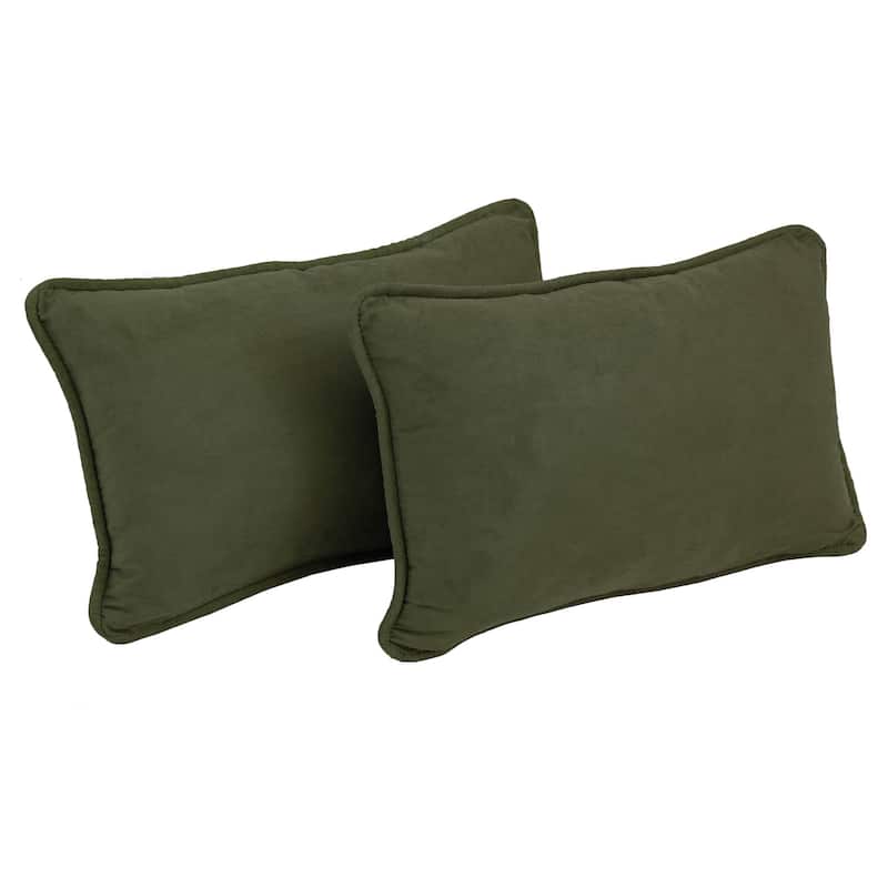20-inch by 12-inch Microsuede Lumbar Throw Pillows (Set of 2) - Hunter Green