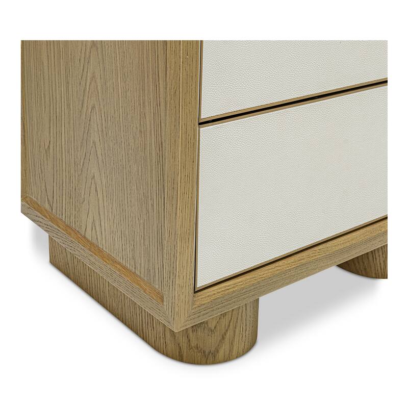 NADAAL STUDIOS Alarno Nightstand, Shagreen Pattern with Antique Gold Frame 2-Drawer, Black