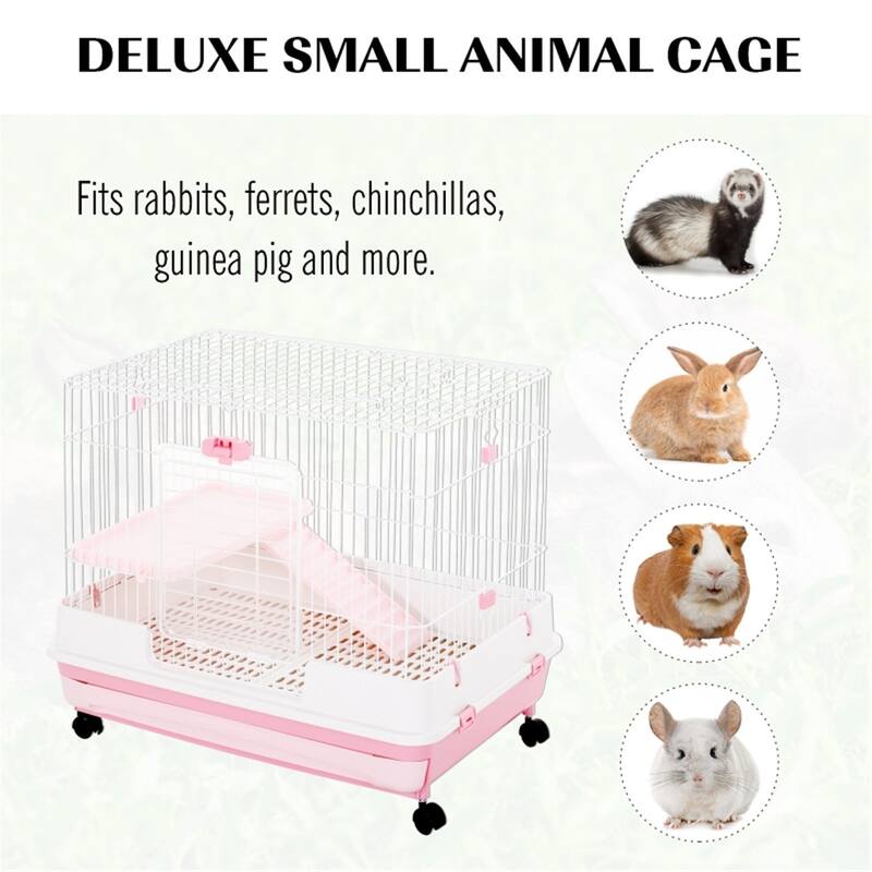 Pink Hamster Small Pet Cages Platform and Ramp are Including - 32"L x 20.75"W x 26"H