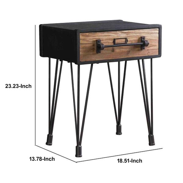 Wooden Side Table With Angular Legs And Single Drawer Black And Brown ...