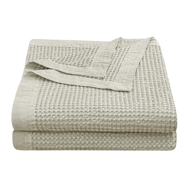HiEnd Accents Stonewashed Cotton Waffle Weave Cotton Coverlet, 1PC