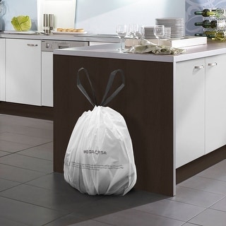 Drawstring Trash Bags, 49 Liter / 13 Gallon, White, 45 Count - Bed