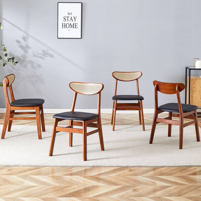 Set of 4 Upholstered PU-Leather Dining Chairs
