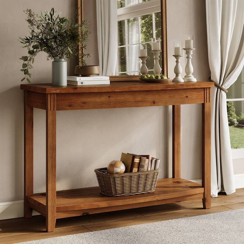 41.3" Solid Wood Console Table with Storage Shelf