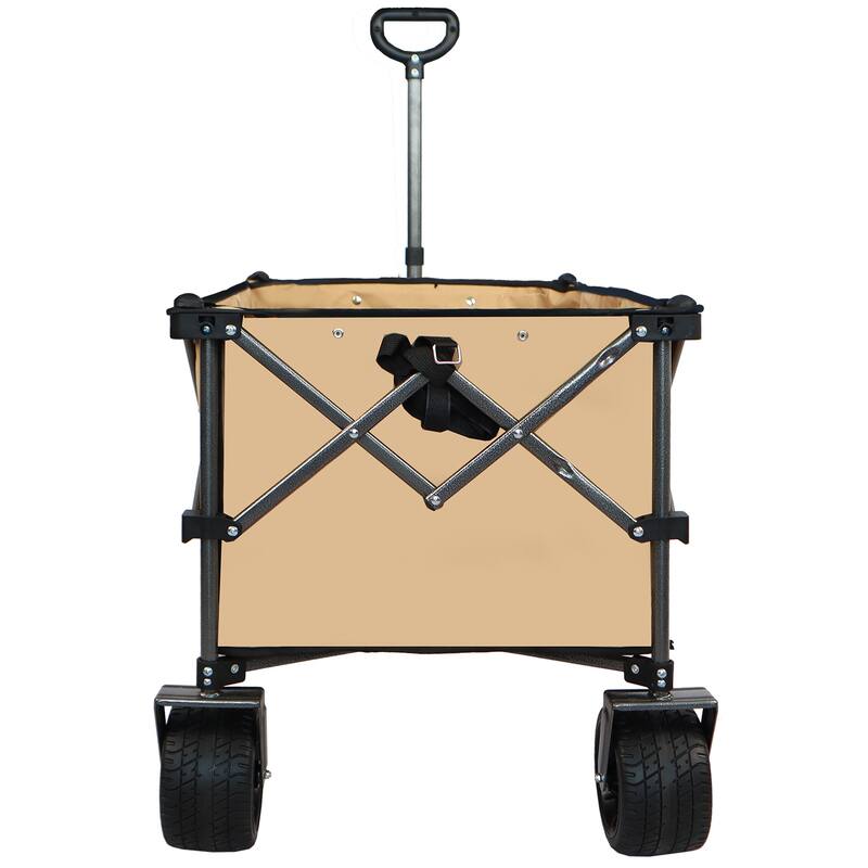 Collapsible Folding Wagon, Push Pull Foldable Beach Wagon Cart