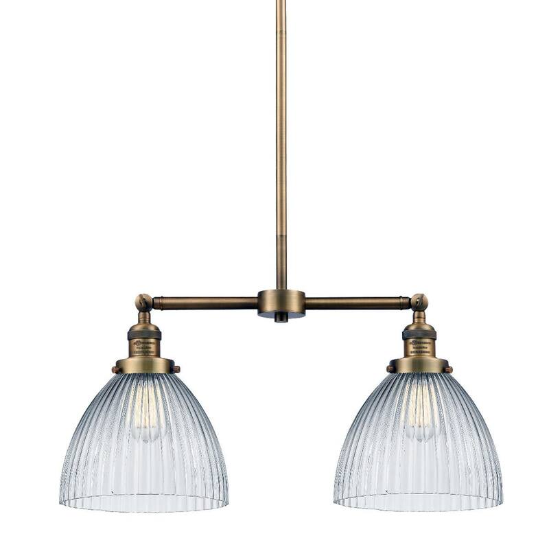 Innovations Lighting Seneca Falls 2 Light 21" Wide Linear Chandelier - Brushed Brass / Clear Halophane