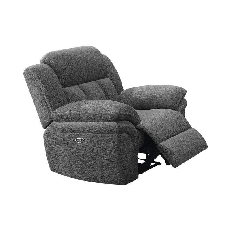 Pillow Top Arm Power Recliner in Charcoal