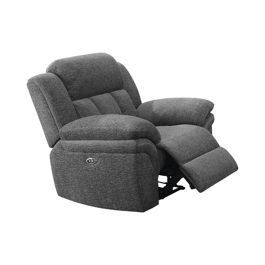 Pillow Top Arm Power Recliner in Charcoal