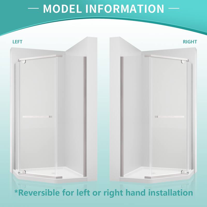i-Homare 38 in. x 38 in. x 72 in. Semi-Frameless Pivot Shower Enclosure