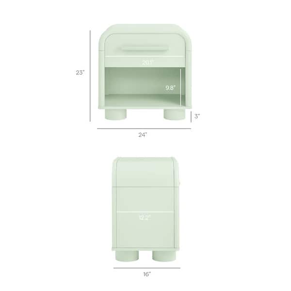 dimension image slide 0 of 2, Bellamy Curved 1-Drawer Nightstand