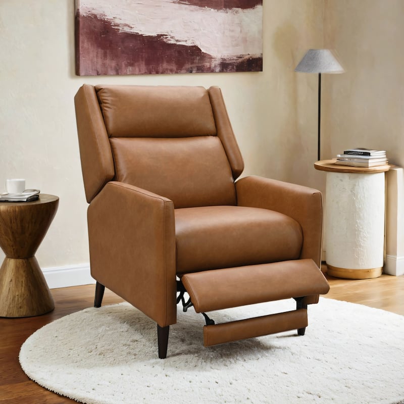 Furniture of America Selric Modern 31-inch Upholstered Push Back Recliner - Brown Faux Leather