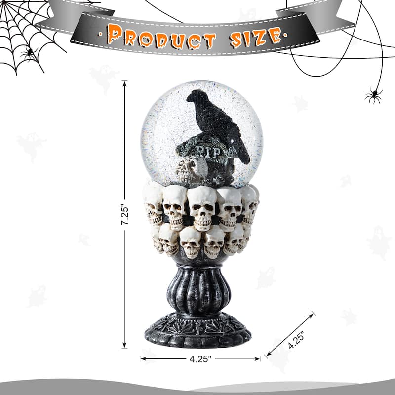 Glitzhome 100mm 7.25''H Halloween Resin Stacked Skull Waterglobe