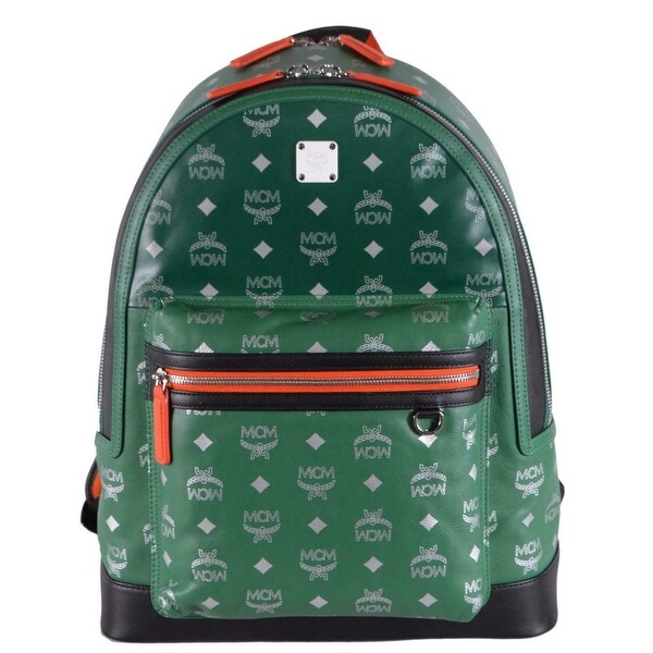 green mcm backpack