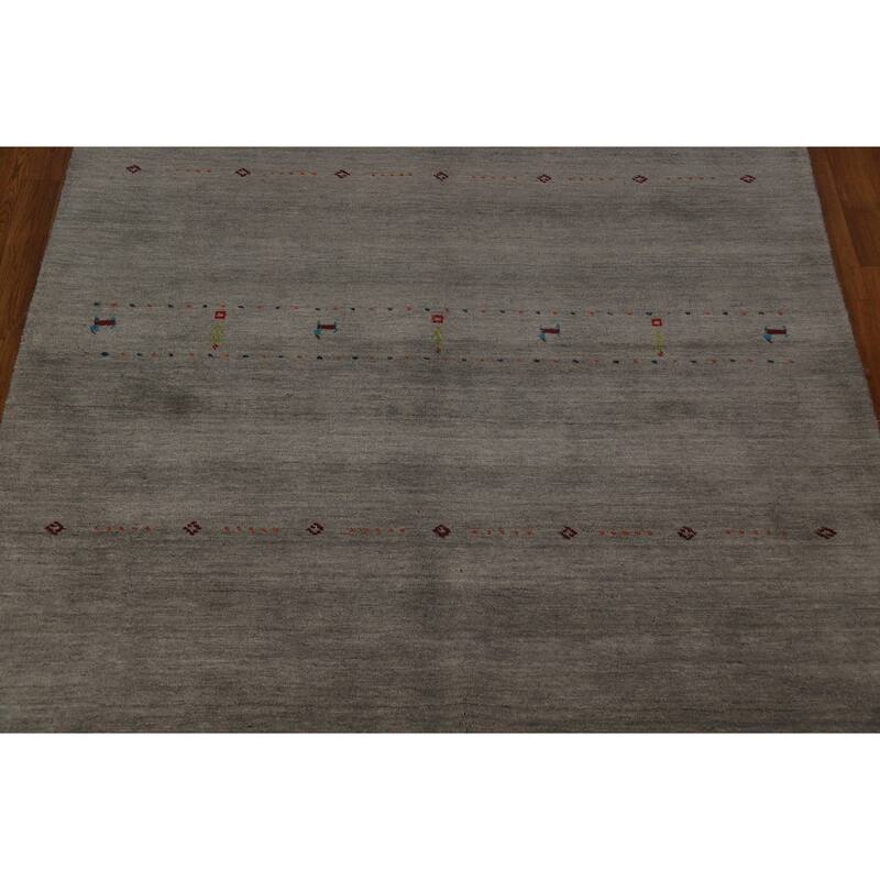 Gabbeh Tribal Area Rug Handmade Wool Carpet - 5'8" x 7'11"
