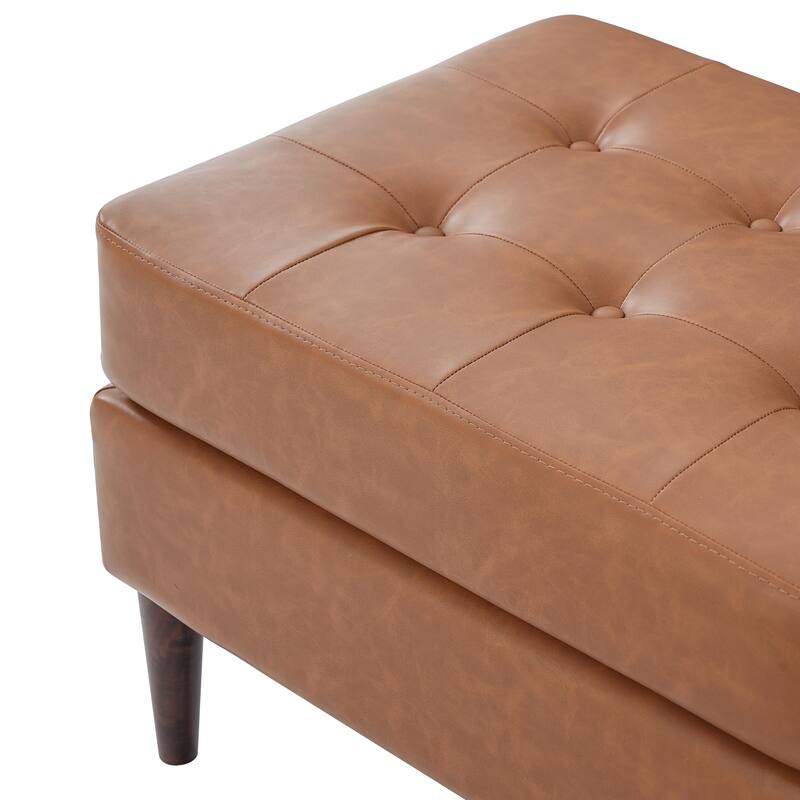 Christopher Knight Home- Modern Mid-Century Upholstered Tufted Ottoman with Solid Wood Legs & Versatile Use