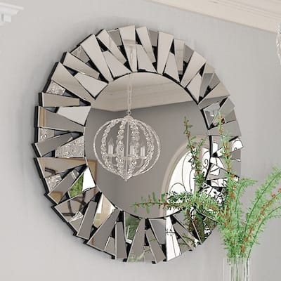 Sunburst Glass Mirror Wall Mounted - 32" Dia