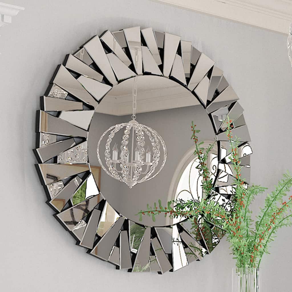 Sunburst Glass Mirror Wall Mounted - 32" Dia