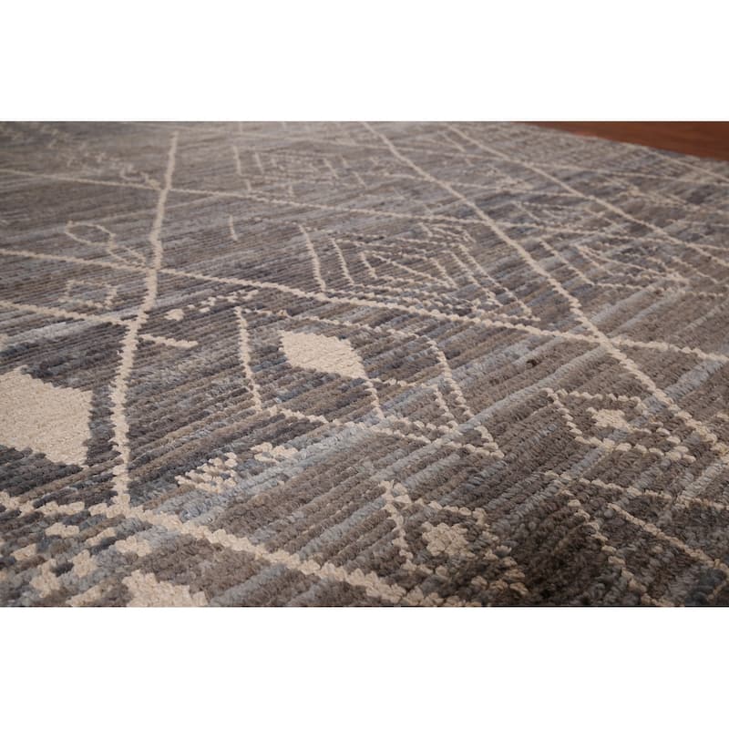 Trellis Geometric Moroccan Oriental Area Rug Hand-Knotted Wool Carpet - 7'0"x 11'2"