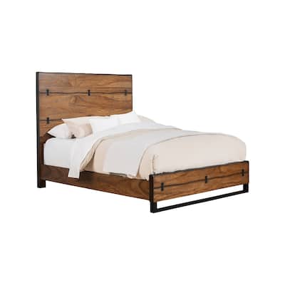 Alpine Furniture Live Edge Panel Bed, Tobacco