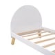 preview thumbnail 4 of 7, White Cute Curved Headboard Wooden Platform Bed with Hidden Shelf, Twin Size