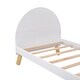 Wooden Twin Size Kids Bed Platform Bed with Curved Headboard, White ...